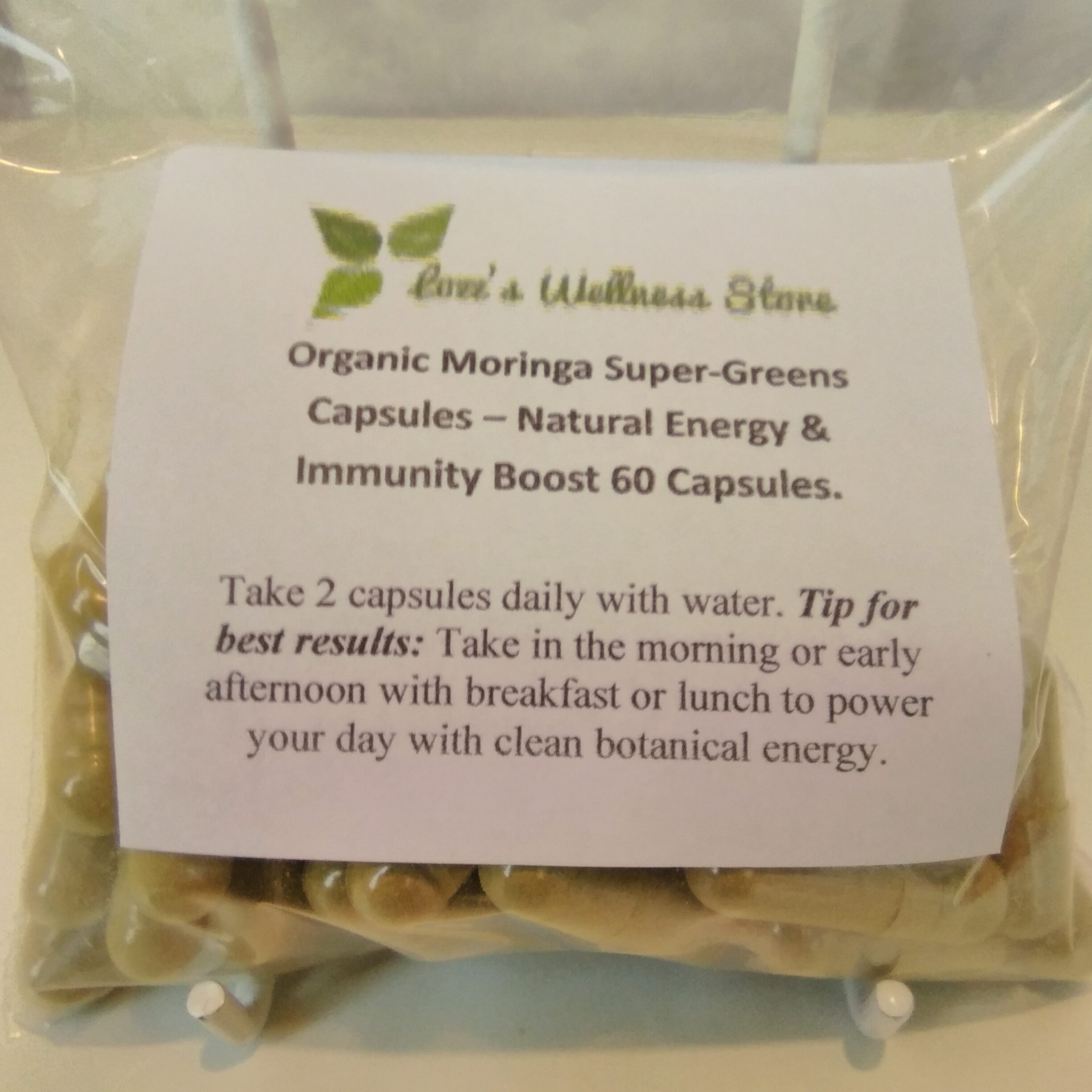 Organic Moringa Leaf Super Greens Capsules – Natural Energy & Immunity Boost. 1000mg 60 Capsules